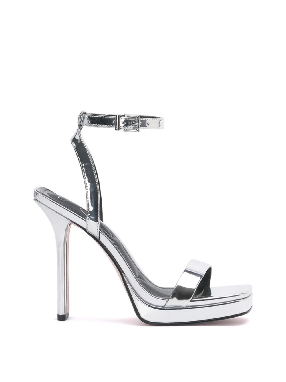 Jessica Simpson Adonia Metallic Silver Square Toe Block Heel Sandals Size 8.5